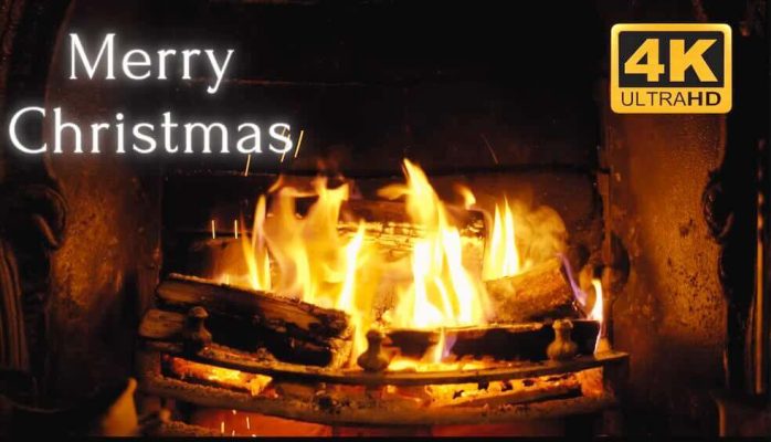 Christmas fireplace background video